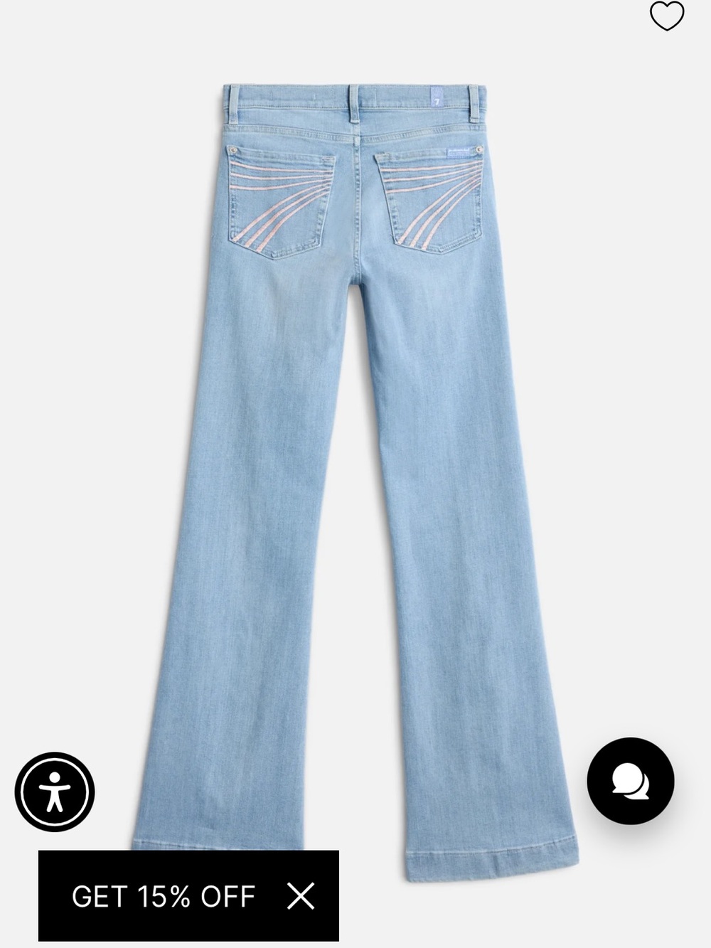 7 For All Mankind Light Blue Flare Jeans with Pink Stitching
